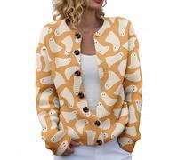 Kiduoua Cardigan Donna Leggero Maniche Lunghe Cardigan Zucca Maglioni con Tasche Giacca Invernale Calda Felpa Imbottita Spolverino Morbido Versatile per Primavera Estivo Autunno