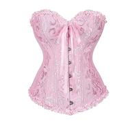 Kiduoua Corsetto Donna Elegante in Raso Corset a Cuore Dimagrante Gothic Bustini Vittoriano Medievale Corsetto Pizzo con Stecche Curvy per Halloween Carnevale e Cosplay XS-6XL