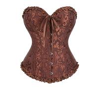 Kiduoua Corsetto Donna Elegante in Raso Corset a Cuore Dimagrante Gothic Bustini Vittoriano Medievale Corsetto Pizzo con Stecche Curvy per Halloween Carnevale e Cosplay XS-6XL