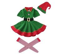 Kiduoua Costume da Elfo di Natale per Bambini Adulti, Vestito Da Elfo Verde Per Bambini Costume Da Festa Di Carnevale Di Buon Natale Per Uomo Donna Costumi di Prestazioni Genitori-Figli Festa Festivo