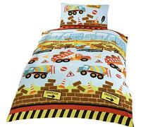 Kidz, set biancheria da letto singolo multicolore, tema edilizia, con ruspe e camion