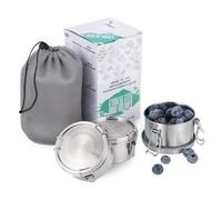 Kieaisy - Confezione da 3 contenitori per alimenti in acciaio inossidabile per bambini - 400 ml - Piccole scatole per merenda - Contenitori con coperchio - Anti-perdita - Adatti per snack, frutta