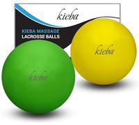 Kieba Massaggi Lacrosse Palle per il rilassamento miofasciale, terapia dei trigger point, nodi muscolari e terapia yoga. Set di 2 palline rigide., Verde e giallo.