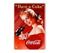 KIEJAW Targa in latta vintage con scritta "Pin-up Girl Drink Coca Cola 9", targa da parete in alluminio leggero e retrò, decorazione divertente per garage, casa, bagno, uomini, grotta, bar, 20,3 x