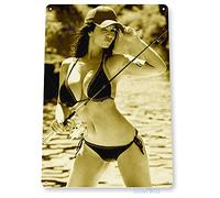 KIEJAW Targa in metallo con scritta "Reel It in Pin-Up Fishing Girl Hot Rod & Reel Pesce", 20,3 x 30,5 cm