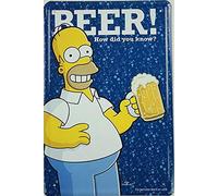 KIEJAW Targa in metallo da parete, poster con Homer Simpson che beve birra in The Simpsons, decorazione artistica per casa, bar, stanza, garage, grotta, divertente, stampa in stile cartone animato
