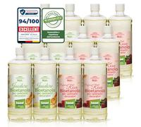 KieselGreen Bioethanolo 12 x 1 litro Set (6x Inodore + 6x con Fraganza) per Caminetto a Etanolo - Bio-etanolo profumato per Ambienti - Profumo per Caminetto a bioetanolo da Interno o da Tavolo R