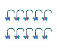 KieTeiiK 10pcs Farfalla Anelli Naso In Acciaio Inox Gioielli Piercing Per Sopracciglio Orecchio Cartilagine Accessorio Per Pelle Sensibile Cartilagine Orecchio Piercing, Misura unica, come descritto