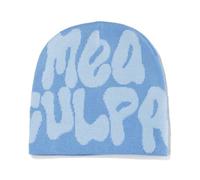 KieTeiiK Berretto a maglia con scritta “Mea Culpa”, da donna e uomo, largo, stile Y2K, blu, 41