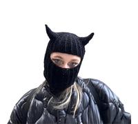 KieTeiiK Berretto da diavolo, passamontagna lavorato a maglia, per donne e uomini, cappello caldo per adulti, costume di Halloween, gioco di ruolo, nero, Nero , 5