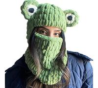 KieTeiiK Berretto invernale, cappello lavorato a maglia, cappello carino con orecchie di animale, cappello per cosplay, sport all'aria aperta, berretto in lana, antivento, passamontagna, Rana, 5