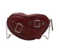 KieTeiiK Borsa da donna a forma di cuore messaggeri shopping in pelle PU tracolla telefono bella tracolla per tutti i giorni a forma di cuore messaggeri borsa per le donne, Rosso