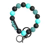 KieTeiiK Braccialetto portachiavi in silicone alla moda per mamme scacchiera perline design gioielli accessorio regalo mamma accessori auto, Blu, Taglia unica