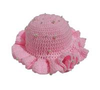 KieTeiiK Cappello da pescatore lavorato a maglia con perle borchiate e dettagli all'uncinetto a tesa larga Design all'uncinetto essenziale da viaggio pieghevole secchio all'uncinetto, B, Taglia unica