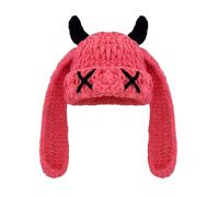 KieTeiiK Cappello invernale elastico con corno da diavolo morbido anime cosplay copricapo per uso quotidiano festival di Halloween adulti ragazze cappello lungo orecchio per abbigliamento invernale