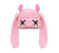 KieTeiiK Cappello invernale elastico con corno da diavolo morbido anime cosplay copricapo per uso quotidiano festival di Halloween adulti ragazze cappello lungo orecchio per abbigliamento invernale