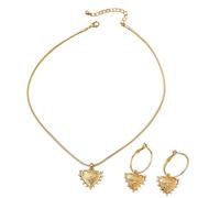 KieTeiiK Collana con ciondolo a forma di cuore, elegante set di orecchini pendenti in lega, adatto sia per ragazze giovani che per signore, gioielli per appuntamenti