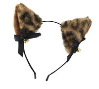 KieTeiiK Elegante cerchietto portatile con motivo leopardo con campane attaccate, perfetto per feste di cosplay, feste per adulti