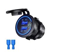 KieTeiiK Premium 18W Veloce Auto con Luce LED Blu per Ricarica Rapida Metallo Build Night Use Quick Fee Adattatore Auto
