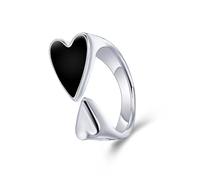 KieTeiiK Simple Love Heart Rings For Women Silver Color Regolable Open Aperti Accessori Per Gioielli In Lega Vintage Per Donne Regolabile Unisex