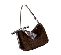 KieTeiiK Sofisticata borsa a tracolla in peluche design ergonomico borse a tracolla compatta da lavoro da viaggio borsa da sella in peluche, Caff