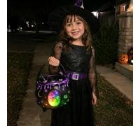 KIEUIENK Glowing Witch Calderone Candy Secchio con Star Moon Cutouts per