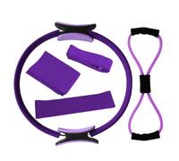 KIEUIENK Set di anelli per pilates, kit essenziale per pilates, da donna, espansore toracico, resistenza, anello per pilates, anelli circolari per gambe, braccia e cosce per perdere peso (viola)
