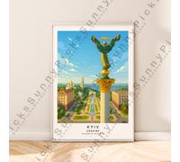 Kiev da Viaggio Stampa Illustrazione Art Ucraina Poster Arredo Casa Kiev Regalo