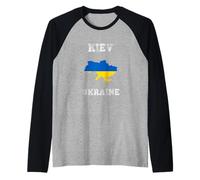Kiev Ucraina Vintage Bandiera Ucraina Mappa Design Maglia con Maniche Raglan
