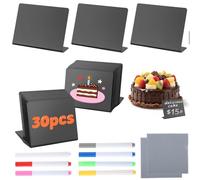 Kievano Set 30 Mini Lavagnette a L - Cartelli Segnaprezzo Riutilizzabili 100x75mm con 7 Pennarelli Colorati e 2 Panni in Microfibra - Ideali per Buffet, Matrimonio, Tavoli, Pasticceria e Caffè