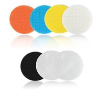 Kievano Tamponi Lucidanti 125mm - Set da 7 Pezzi con Microfibra e Spugna - Durezza Differenziata - Tampone per Lucidatrice Rotorbitale, Avvitatore e Levigatrice - Per Cere, Lucidatura e Sigillatura