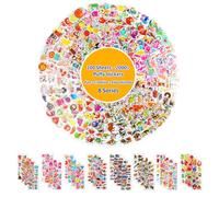 Kieyeepi 2000+ Stickers Bambini Attacca Stacca Adesivi Bambini 3D Puffy con Animali Dinosauri Auto Frutta e Altro 100 Fogli per Scrapbooking Lavoretti Feste e Attività Creative 21×7,5 cm