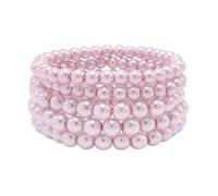 KIFEDSLJ Braccialetto multistrato con perle finte colorate e perline elasticizzate per donne gioielli da ballo da sposa, elastic, Perla d'imitazione, Senza gemme