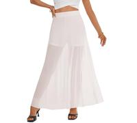 KIFOVEN Maxi gonna da donna a vita alta in rete velata fluida una linea trasparente gonna lunga