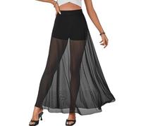 KIFOVEN Maxi gonna da donna a vita alta in rete velata fluida una linea trasparente gonna lunga