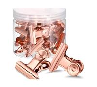 KIFSDLF 20 clip a pressione in metallo oro rosa da 22 mm - Clip decorative a forma di bulldog for rilegatura documenti e fissaggio carta (forniture for ufficio) Per ufficio e casa(20pcs rose golden)