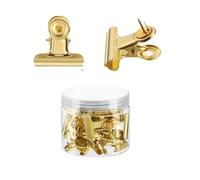 KIFSDLF 20 clip a pressione in metallo oro rosa da 22 mm - Clip decorative a forma di bulldog for rilegatura documenti e fissaggio carta (forniture for ufficio) Per ufficio e casa(20pcs golden)