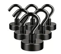 KIFSDLF 6 ganci magnetici neri da 15 libbre (circa 7 kg) for interni, cucine, luoghi di lavoro, uffici e garage