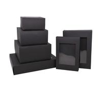 KIFSDLF 6 scatole Regalo in Carta Kraft da 3,2-7 Pollici, Confezione Trasparente for Caramelle, Biscotti, cioccolatini, for Matrimoni Fai Te(Black,12x12x6cm)