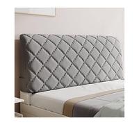 KIFSDLF All-inclusive Soft Smooth Head Cover Grid Velvet Headboard Solid Color Bed Back Protector(Grey,W100 x H70cm A)