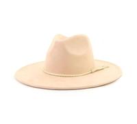 KIFSDLF Cappello a cilindro Fedora a tesa larga da 9,5 cm Uomo Donna Autunno Inverno Cappelli jazz in feltro Classico per Derby, per matrimoni, feste(Champagne)