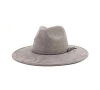 KIFSDLF Cappello a cilindro Fedora a tesa larga da 9,5 cm Uomo Donna Autunno Inverno Cappelli jazz in feltro Classico per Derby, per matrimoni, feste(Charcoal gray)
