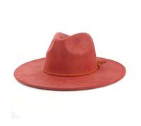 KIFSDLF Cappello a cilindro Fedora a tesa larga da 9,5 cm Uomo Donna Autunno Inverno Cappelli jazz in feltro Classico per Derby, per matrimoni, feste(Rust red)