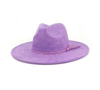 KIFSDLF Cappello a cilindro Fedora a tesa larga da 9,5 cm Uomo Donna Autunno Inverno Cappelli jazz in feltro Classico per Derby, per matrimoni, feste(Purple)