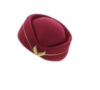 KIFSDLF Cappello da hostess di lana assistente compagnia aerea Costume cosplay Abito festival Performance Elegante morbido(Red)