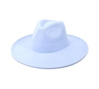 KIFSDLF Cappello Fedora in feltro Trilby vintage da donna in tinta unita a tesa larga 9,5 cm con berretti jazz eleganti uomo in autunno inverno per Derby, per matrimoni, feste(SKY BLUE)