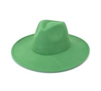 KIFSDLF Cappello Fedora in feltro Trilby vintage da donna in tinta unita a tesa larga 9,5 cm con berretti jazz eleganti uomo in autunno inverno per Derby, per matrimoni, feste(Grass Green)