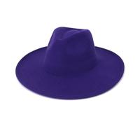 KIFSDLF Cappello Fedora in feltro Trilby vintage da donna in tinta unita a tesa larga 9,5 cm con berretti jazz eleganti uomo in autunno inverno per Derby, per matrimoni, feste(PURPLE)