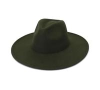 KIFSDLF Cappello Fedora in feltro Trilby vintage da donna in tinta unita a tesa larga 9,5 cm con berretti jazz eleganti uomo in autunno inverno per Derby, per matrimoni, feste(Green)
