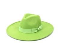 KIFSDLF Jazz Panama 9,5 cm Cappello Fedora a tesa larga Autunno Donna Festa Matrimonio a cilindro Uomo in feltro per Derby, per matrimoni, feste(Lime Green)